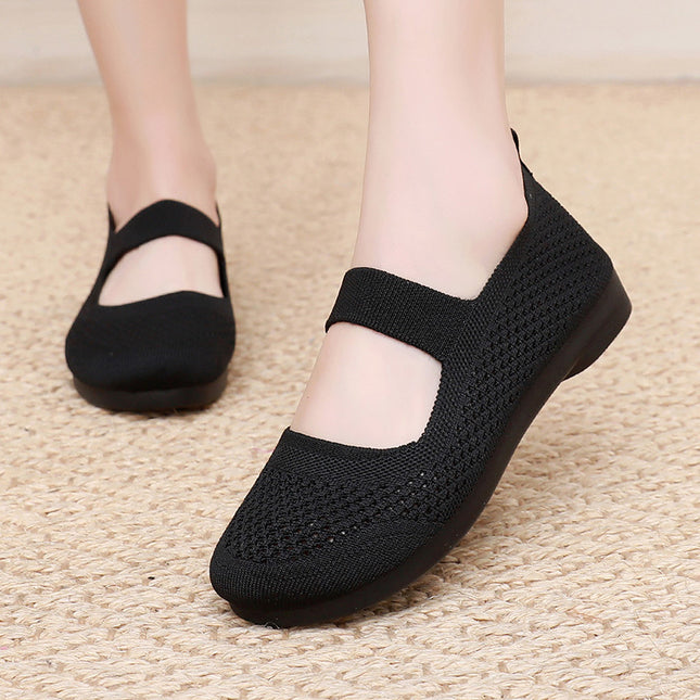 Women's Shoes 2024 Summer New Style Old Beijing Cloth Shoes Women's Soft-Soled Mesh Breathable Mom Shoes Slip-On Casual Shoes Women