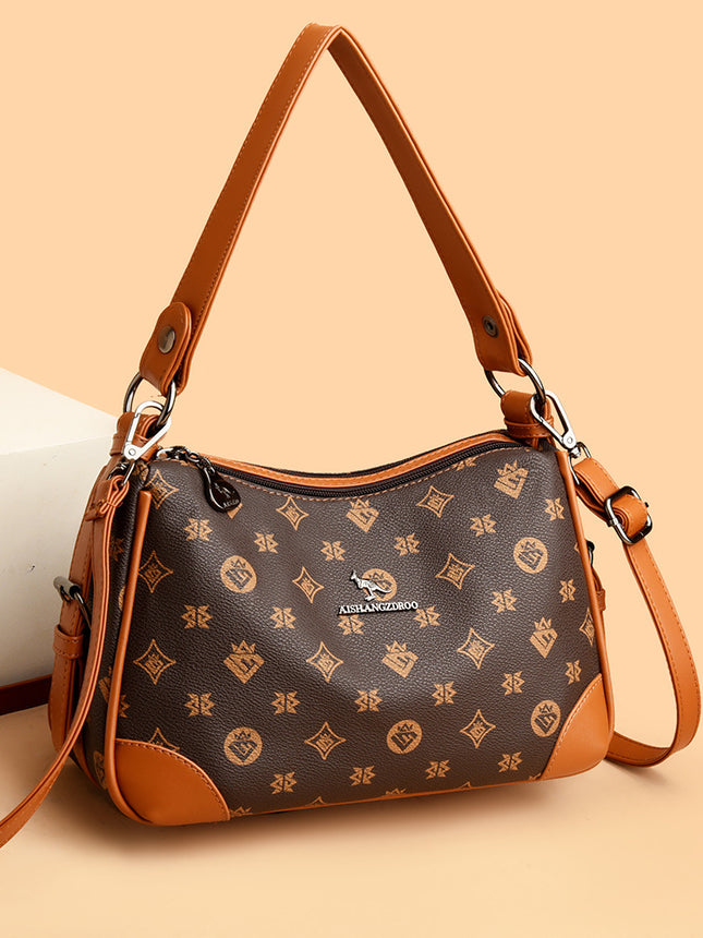 High-End Bags for Women, European and American Retro Printed Shoulder Crossbody Bags, Niche Mom Underarm Bags, Women's Bags, Small Bags Wholesale