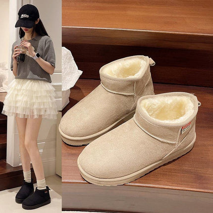 2025 New Snow Boots Large Size Foreign Trade Winter New Flat Short Cotton Shoes with Fleece Thickened Warm Snow Boots