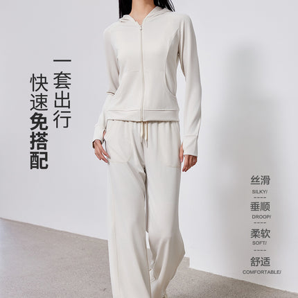 Spring Women's Lazy Casual suit Women's Two-Piece Slimming Top Hoodie Sweatshirt Sportswear suit Wide Leg Pants