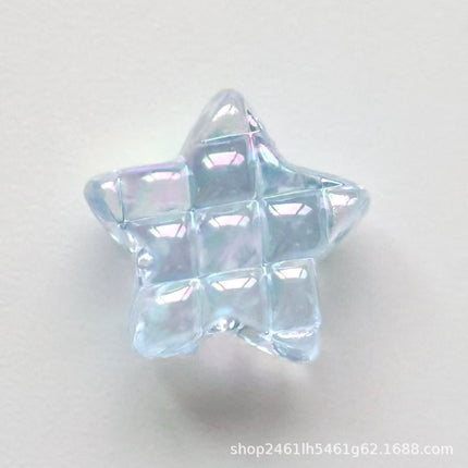 Exquisite, Compact, Transparent, Color-Plated Waffle Five-Pointed Star/Heart Loose Beads DIY Mobile Phone Chain Bracelet Chain Accessories