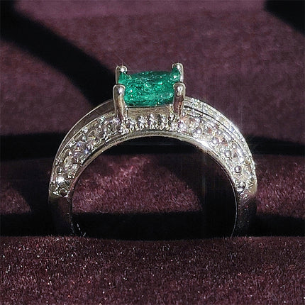 Shein supply inlaid high carbon Seiko quality princess square Paraíba ring female wholesale r8108