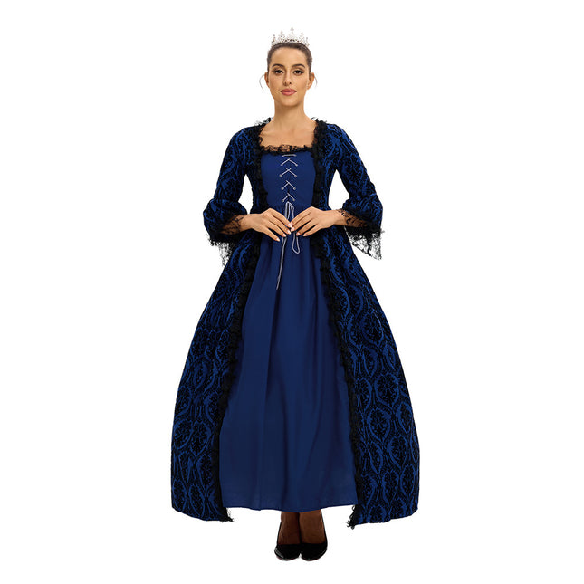 S-5xl plus size Halloween costume lace stitching vintage court queen dress Victoria maxi dress ball gown