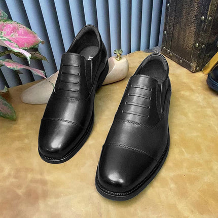 Formal Business Leather Shoes for Men, Soft-Soled Three-Joint Men's Black Interview Security Shoes, Work Military Shoes with Rubber Soles
