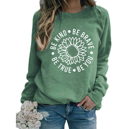 Foreign trade supply be like flower printed round neck jacket sweater European size ladies coat long sleeve cross-border autumn and winter