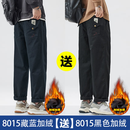American Pure Cotton Cargo Pants Men's Loose Straight 2025 Spring, Autumn and Summer New Casual Sports Wide-Leg Long Pants