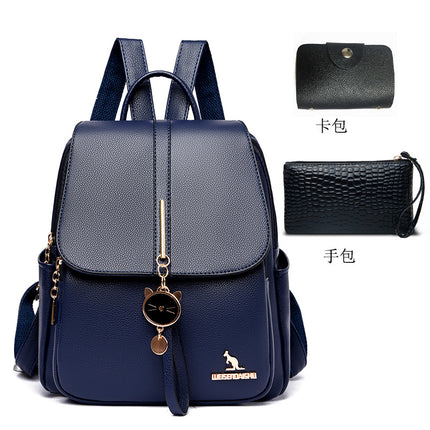 Creative kitten decorative backpack cowhide fashion travel women's backpack 2024 welfare student bag