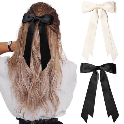Yang Zi's Same Style Large Retro Ribbon Bow Hairpin for the Back of the Head, Super Fairy Elegant Hairpin Spring Clip Hair Accessory