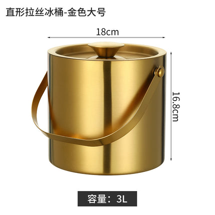 Amazon Stainless Steel Double-Layer Ice Bucket Bar Champagne Red Wine Beer Commercial Ice Bucket Stainless Steel Bucket