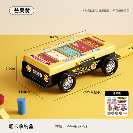 Cigarette Card Storage Box Double Layer Cigarette Card Collection Dustproof Storage Card Box Car Shape Portable Storage Box with Handlet