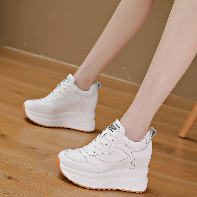 Trendy Sunday 2025 Autumn New Single Shoes Wholesale Thick-Soled Platform Inner Heightening Casual White Shoes Women's Shoes