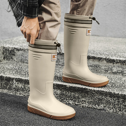 Cross-Border High-Top Rain Boots for Men, Non-Slip Waterproof Rain Boots for Work, Wear-Resistant Rubber Shoes, Kitchen Car Wash Mouth Shoes