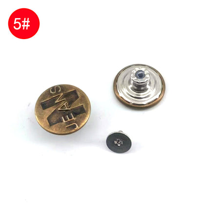 Wholesale In-Stock Waist-Cinching Button-Free Detachable Jeans Buttons, Eco-Friendly Buttons, Screw Metal I-Shaped Buckles
