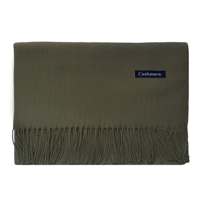 High-End Warm Imitation Cashmere Scarf for Women in Autumn and Winter Pure Color Elegant Versatile Tassel Shawl Fashionable Outer Dual-Purpose Scarf