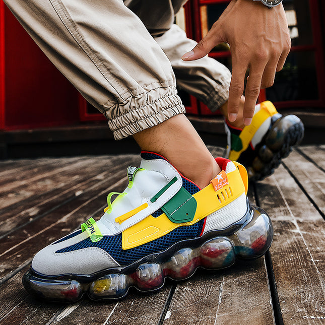 Cross-Border Popular Summer Mesh Breathable European Station Hollow Men's Shoes Couple Trendy Shoes Dad Thick-Soled Casual Board Shoes