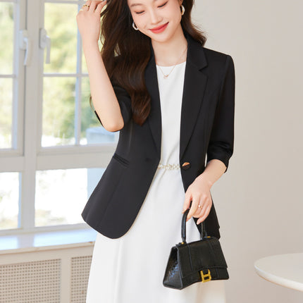White small suit jacket women's summer thin 2024 summer high-grade mid-sleeve suit dress professional suit skirt
