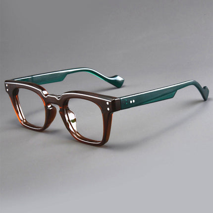2025 new Hong Kong style small box retro fashion rice nail anti-blue mirror men's and women's simple all-match flat mirror