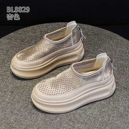 Women's Thick-Soled Sneakers 2026 Spring/Summer New Trendy Versatile Hollow Breathable Popular Style Casual Shoes for Petite Individuals