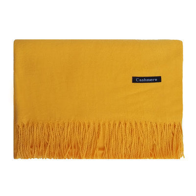 High-End Warm Imitation Cashmere Scarf for Women in Autumn and Winter Pure Color Elegant Versatile Tassel Shawl Fashionable Outer Dual-Purpose Scarf