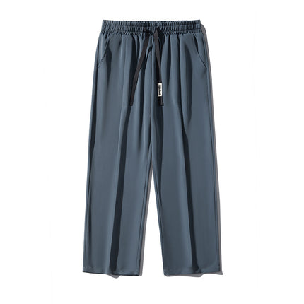 wasuup Pants Men's New Summer High Sense Straight Pants Suit Casual Pants Ice Silk Pants