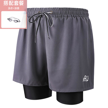 Anti-Embarrassment Men's Swimming Trunks Set Sun Protection Boys Swimming Equipment Swimming Trunks Loose Large Size Beach Trunks Swimming Trunks