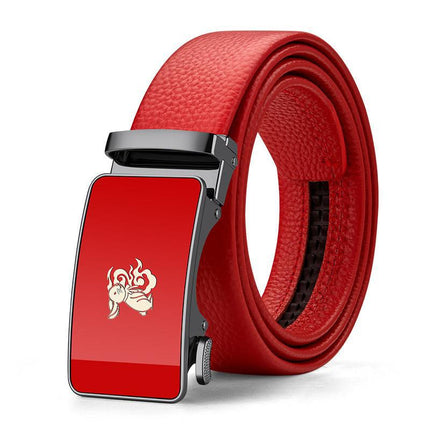 King's Paul 2025 New Arrival Belt Men's Red Year of the Snake Men's Belt Automatic Buckle Belt Gift