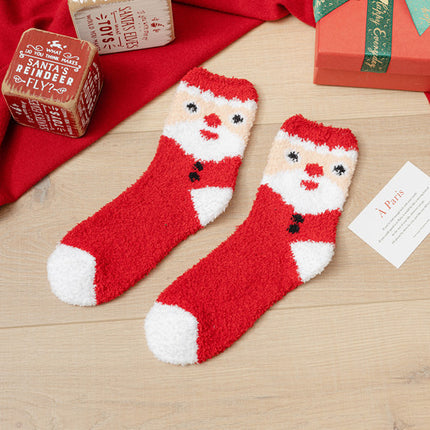 Coral fleece Christmas socks autumn and winter thick tube socks New Year gift socks cartoon Christmas socks cross-border wholesale