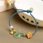 Light green interlocking blue reverse orange lotus sky blue bracelet