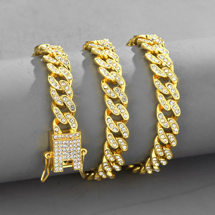 Full diamond Cuban chain European and American hipster hip-hop rap jewelry 10mm Cuban hip-hop jewelry wholesale necklace female Joker