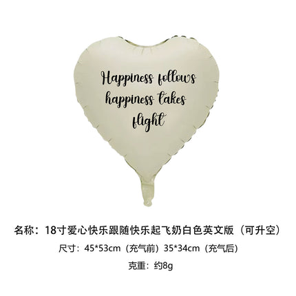 2026 New Year's Eve 18inch Aluminum Foil Heart Balloons Floating Set - Peace, Joy, Happy Birthday Theme