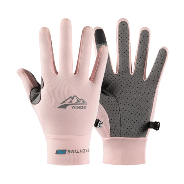 Cycling Sports Gloves for Men and Women, Summer Thin Ice Silk Sun Protection, Uv Protection, Breathable Cycling Touch Screen Full-Finger Gloves