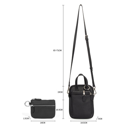 New Style Top Layer Cowhide Mobile Phone Bag Crossbody Women's Large Capacity Japanese-Style Vertical Genuine Leather Niche Shoulder Bag