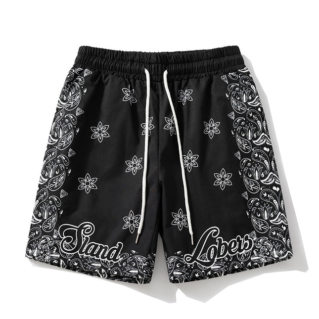 2026 New American-Style Trendy Retro Men's Sports Casual Shorts Paisley Pattern Five-Point Shorts Sports Basketball Shorts