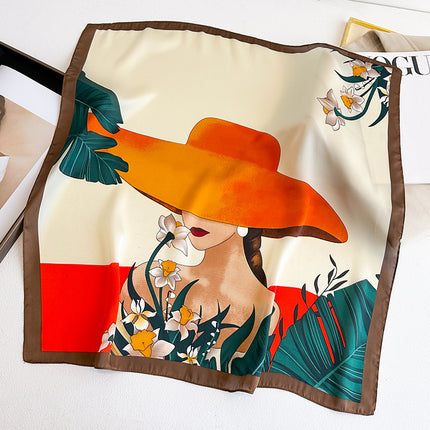 Simulated Silk Printed Silk Scarf for Women, Korean Cashew Leopard Print Headscarf, Four-Season Scarf, Professional Scarf Wholesale