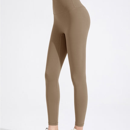 No embarrassment line double-sided brushed nude yoga pants Women's European and American high waist hip lifting Peach Hip sports fitness pants