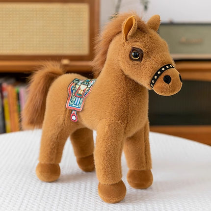 Cute Simulation Little White Horse Doll Plush Toy Pony Brown Horse Doll Horse Year Mascot Activity Gift