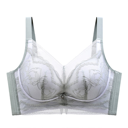 New Style Underwear Women's Lace No Steel Ring Small Chest Large Thickened Bra Push-up Adjustable Sexy Bra