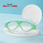 Transparent green suit [swimming goggles + water drop swimming cap]