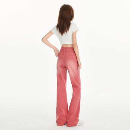 High-Waisted Distressed Stretchy Non-Stick Leg Bootcut Pants for Women Summer New Loose Slimming Drapey Versatile Flared Jeans