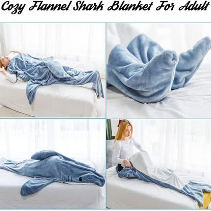 Cartoon conjoined autumn and winter shark sleeping bag flannel loose-fit adult camping sleeping bag for couples thickened warm home clothes