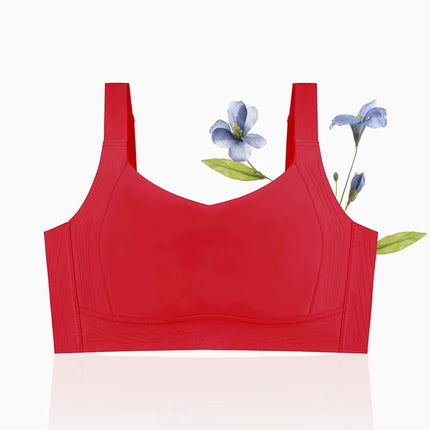 Rabbit ear cup adjustable breast underwear Women's Big chest small thin seamless plus size bra anti-sagging bra