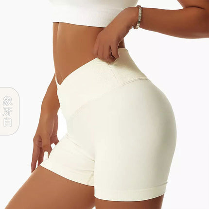 European and American Outdoor Yoga Shorts Elastic High Waist Running Fitness Tight Peach Hip Seamless Sports Shorts for Women