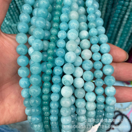 Wholesale high quality chalcedony aquamarine jasper aquatic grass jade loose beads semi-finished jewelry accessories DIY bracelet with beads