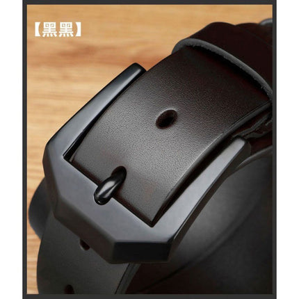 Vintage Belt Men's Genuine Leather Casual Business Simple Cowhide Belt Men's Young and Middle-aged Fashionable All-match Pin Buckle Belt