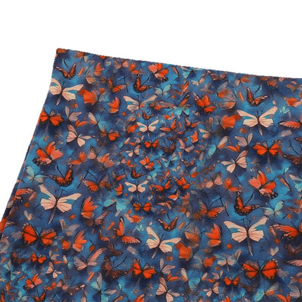 Full Screen with Two-Color Butterflies Fluttering, 180g Wool and Silk Thickened Printed Fabric, High-Neck Warm Clothing Fabric