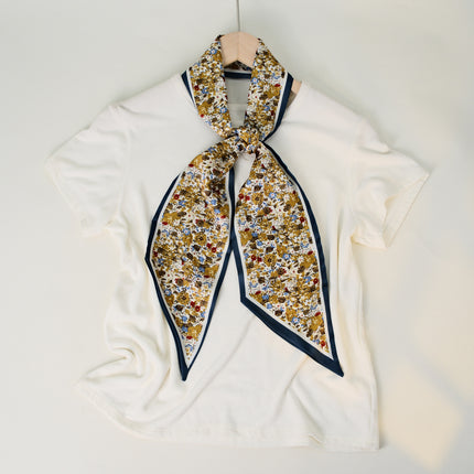 2025 European and American-style Beveled Silk Scarf Cross-border Silk Cashew Dot Long High-end Ribbon Scarf Women's Belt