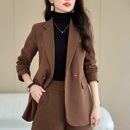 khaki Suit suit Women's Spring and Autumn 2024 New High-end Temperament Jewelry Store Work Clothes Suit Business Wear