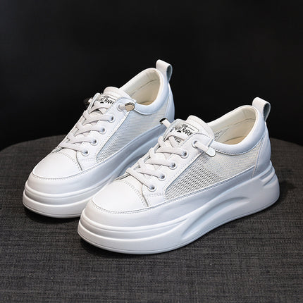 2021 New Spring and Autumn White Shoes Women's Casual Thick-soled Women's Shoes Summer Thin Mesh Shoes Size 34