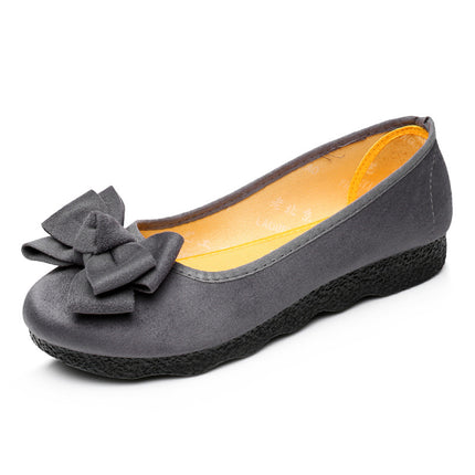 Old Beijing Cloth Shoes Women's Polyurethane Black Work Shoes Flat Bottom Lazy One-Step Pea Shoes Lightweight and Comfortable for Foot Care