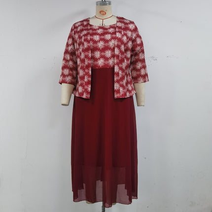 European and American African Plus Size Women's New Tops and Dresses 2-Piece Set Cross-Border Spot Drop Shipping Jx510